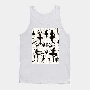 Black and White Ballerina Pattern Tank Top